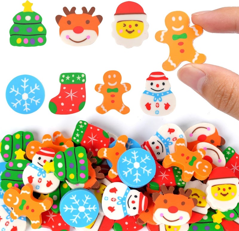 Wolpark 42 pcs Christmas Erasers for Kids Bulk Large Cute Snowflake Christmas Tree Pencils Erasers Novelty Desk Pets for Xmas Classroom Rewards Winter Kids Prizes Party Favors Goodie Bag Stuffers - Image 1
